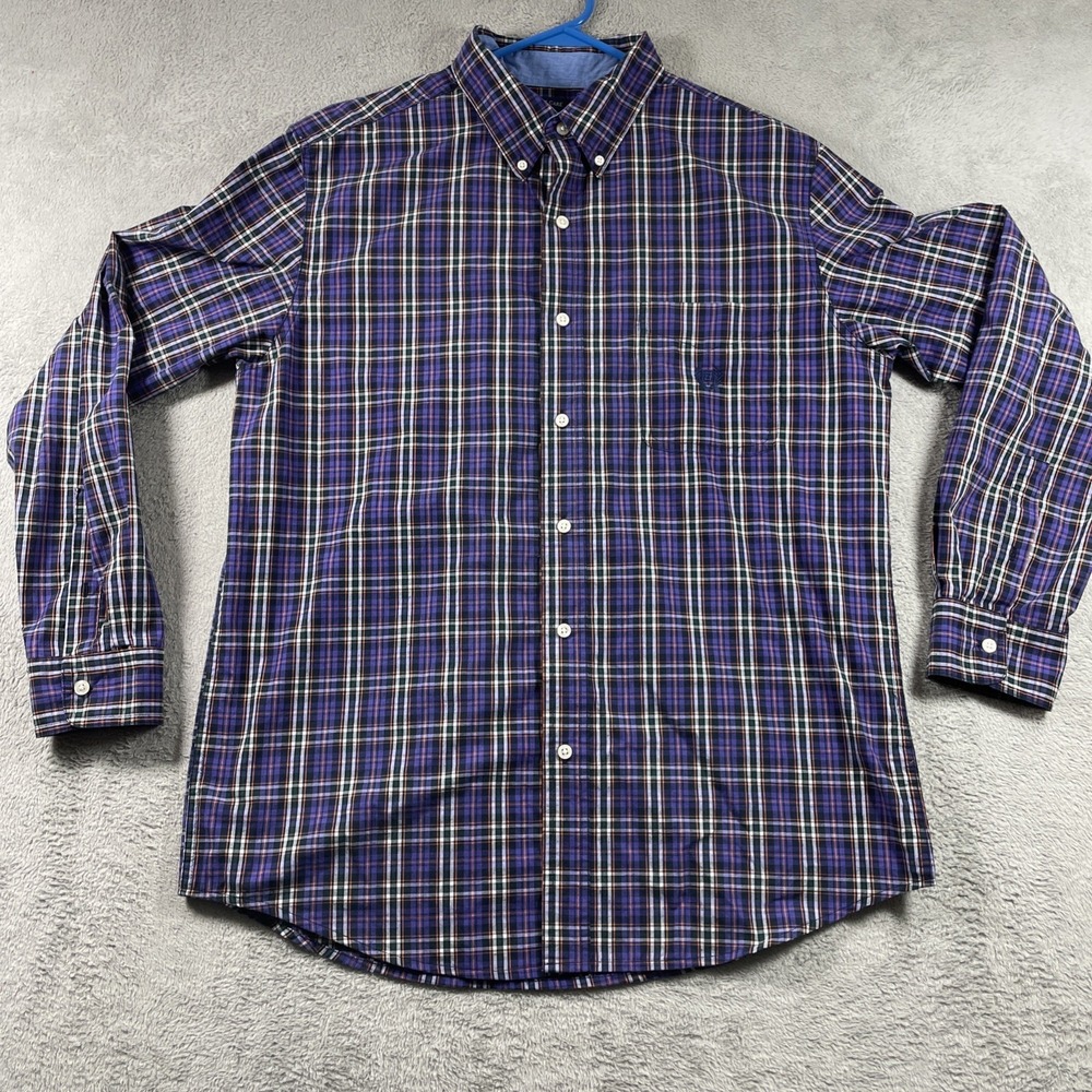 Chaps Easy Care Shirt Men Large Plaid Button Down Long Sleeve Pocket Preppy